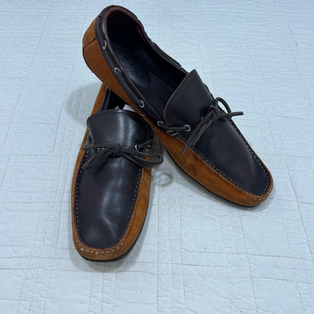 Salvatore Ferragamo Mens Brown Leather Orange Suede Driving Loafers TN 9198 11